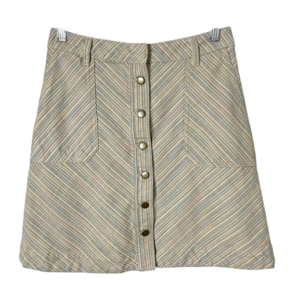 Anthropologie Pilcro and the Letterpress Women's Chino Striped Skirt 4 Rainbow - Picture 2 of 9